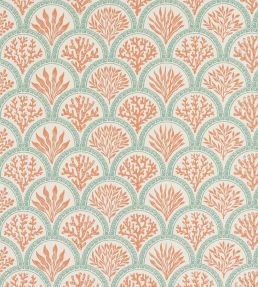 Coralli Wallpaper by Jane Churchill Tomato/Blue
