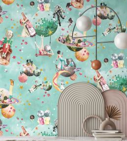 Cosmic Groove Wallpaper by Brand McKenzie Aquamarine