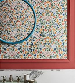 Court Embroidery Wallpaper by Cole & Son Coral