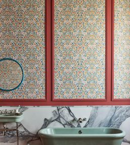 Court Embroidery Wallpaper by Cole & Son Coral
