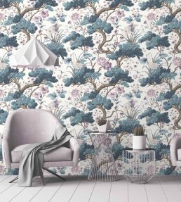 Crane Bird Wallpaper by Woodchip & Magnolia Japanese Blue