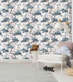 Crane Bird Wallpaper by Woodchip & Magnolia Japanese Blue