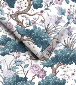 Crane Bird Wallpaper by Woodchip & Magnolia Japanese Blue