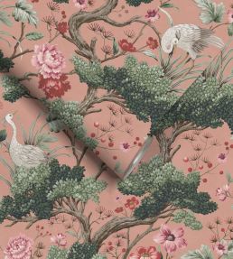 Crane Bird Wallpaper by Woodchip & Magnolia Vintage Pink