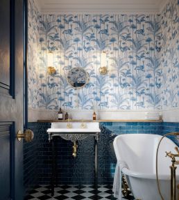 Crane Fonda Wallpaper by Divine Savages Ecru Blue