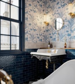 Crane Fonda Wallpaper by Divine Savages Ecru Blue