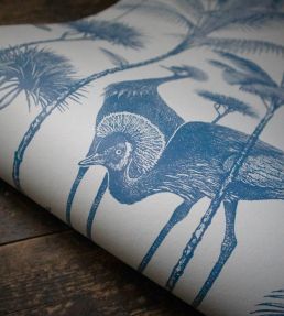 Crane Fonda Wallpaper by Divine Savages Ecru Blue