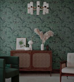 Crane Fonda Wallpaper by Divine Savages Jade Green