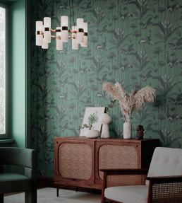 Crane Fonda Wallpaper by Divine Savages Jade Green