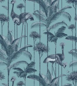Crane Fonda Wallpaper by Divine Savages Palm Blue