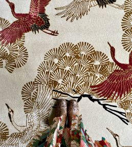 Wendy Morrison Cranes In Trees Runner rug Red/Gold WM-5060410393999 Red/Gold