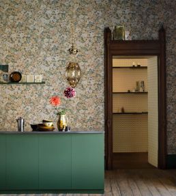 Painted Thorpe Wallpaper by Liberty Lacquer Moss