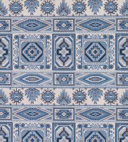 Crowley Epingle Fabric by Schumacher Blue