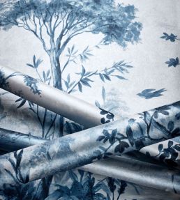 Cumbria Mural by Anna French Blue and White on Pearl