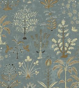 Cynthia Fabric by Josephine Munsey Mid Blue and Olive