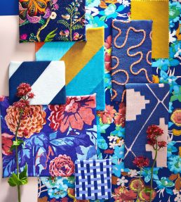 Dahlia Bunch Fabric by Harlequin Lapis/Carnelian/Spinel
