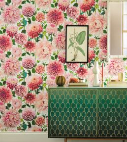 Dahlia Wallpaper by Harlequin Blossom / Emerald / New Beginnings