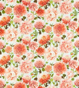 Dahlia Fabric by Harlequin Coral / Fig Leaf / Sky