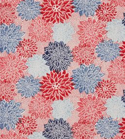 Dahlia Fabric by Molly Mahon Crimson Indigo