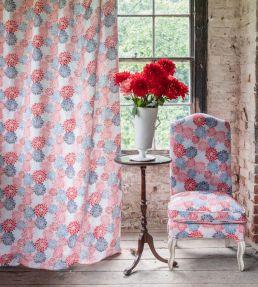 Dahlia Fabric by Molly Mahon Crimson Indigo