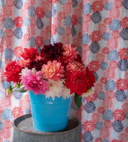 Dahlia Fabric by Molly Mahon Crimson Indigo