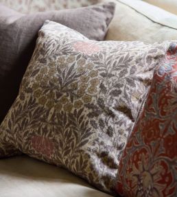 Daisy & Oak Warp Print Fabric by Morris & Co Chestnut/Primrose