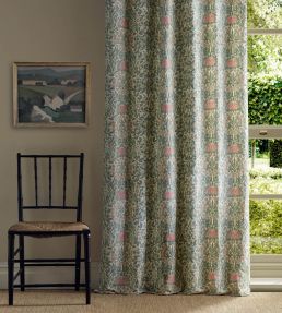 Daisy & Oak Warp Print Fabric by Morris & Co Forest/Rose