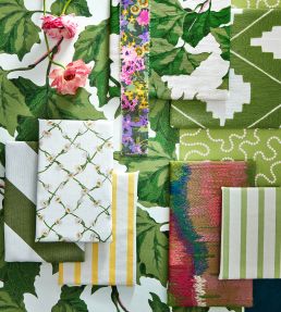 Daisy Trellis Fabric by Harlequin Emerald/Pearl