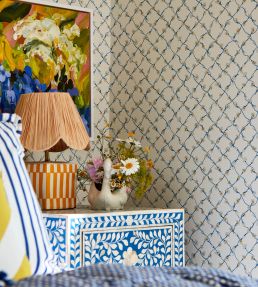 Daisy Trellis Wallpaper by Harlequin Emerald/Pearl