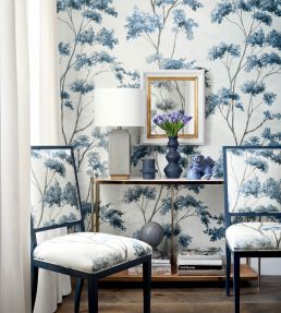 Dalton Fabric by Anna French Grey and Spa Blue