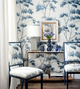 Dalton Wallpaper by Anna French Eggplant on Pearl