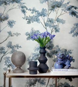 Dalton Wallpaper by Anna French Eggplant on Pearl