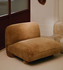 Damask Checks Fabric by JORO T3-Sepia