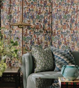 Dancing Parade Wallpaper by Christopher Farr Cloth Fuchsia