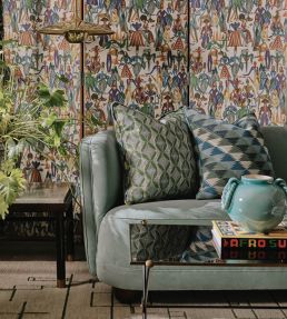 Dancing Vines Fabric by Christopher Farr Cloth Green