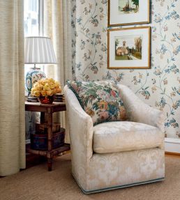 Darcey Damask Fabric by Anna French Soft Blue