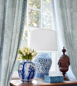 Darcey Damask Fabric by Anna French Soft Blue