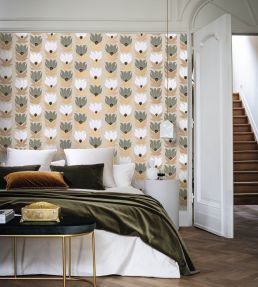 Dauphine Wallpaper by Casamance Grege / Vert Argile