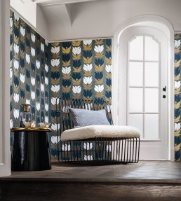 Dauphine Wallpaper by Casamance Vert De Gris / Dore