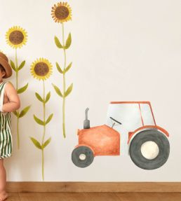 Decor Pre-Encolle Red Tractor Mural by Casadeco Rouge Vermillon