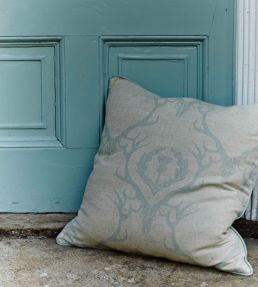 Deer Damask Cushion 60 x 60cm by Barneby Gates Duck egg