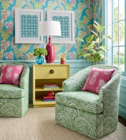 Delila Wallpaper by Thibaut Turquoise