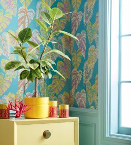 Delila Wallpaper by Thibaut Turquoise