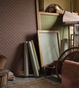 Diamonds & Flowers Wallpaper by Zoffany Bordeaux