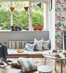Dino City Fabric by Prestigious Textiles Rainbow