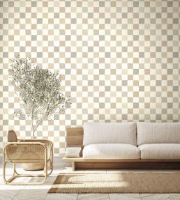 Disco Check Wallpaper by Ohpopsi Linen Mix