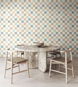 Disco Check Wallpaper by Ohpopsi Seafoam Mix