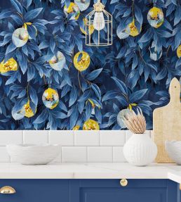 Disco Lemons Wallpaper by Brand McKenzie Deep Ocean