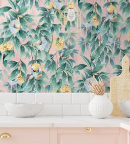 Disco Lemons Wallpaper by Brand McKenzie Dusty Teal