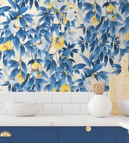 Disco Lemons Wallpaper by Brand McKenzie Mediterranean Blue